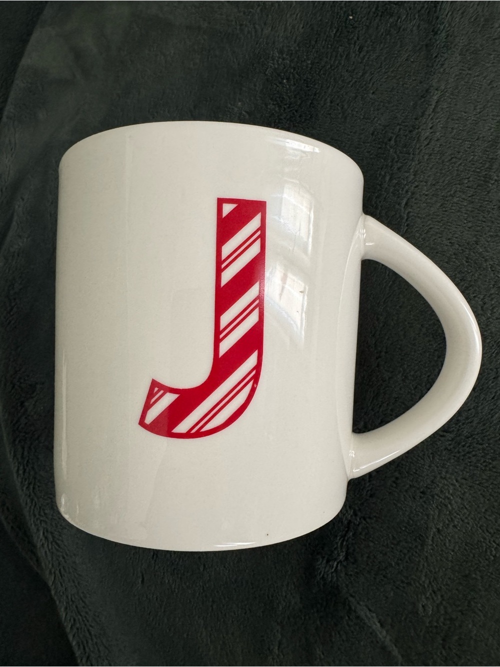 Wondershop White Stoneware Dish with Candy Cane J Logo